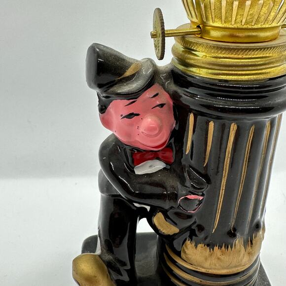 Vintage 1960's Hobo Bar Figurine 7.5" Tall Man Cave Decor Oil Lamp‎ Post Ceramic - Picture 4 of 13